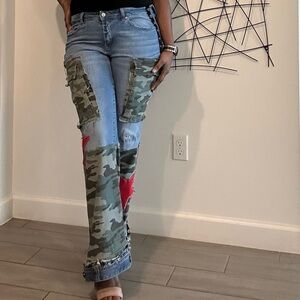 Custom Camo Patchwork Women Jeans